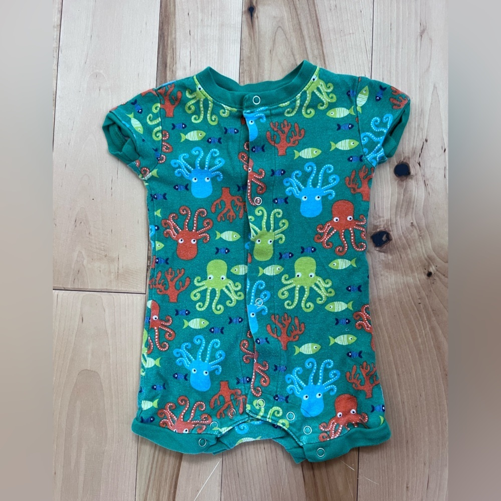 Green and Blue Octopus Print One Piece